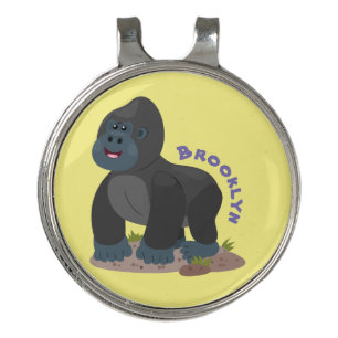 Cute happy big gorilla cartoon illustration golf hat clip
