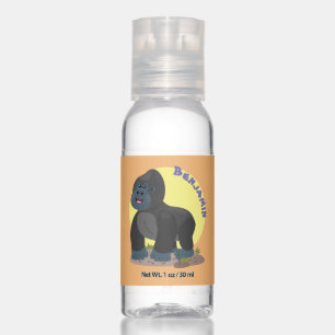 Cute happy big gorilla cartoon illustration hand sanitizer