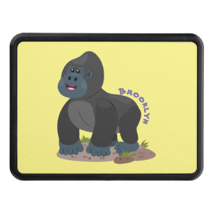 Cute happy big gorilla cartoon illustration hitch cover