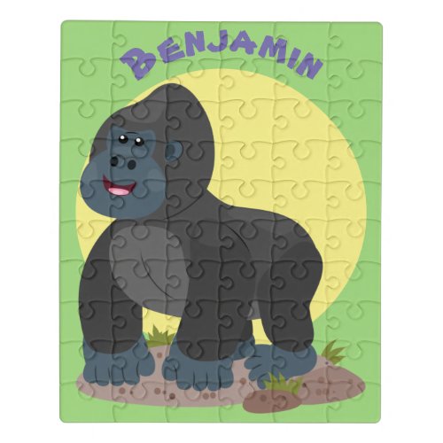 Cute happy big gorilla cartoon illustration jigsaw puzzle