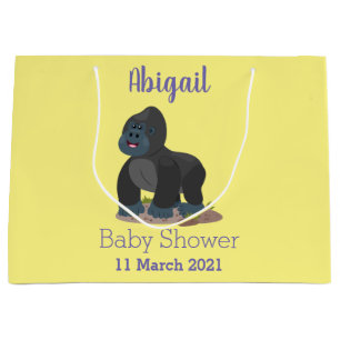 Cute happy big gorilla cartoon illustration large gift bag