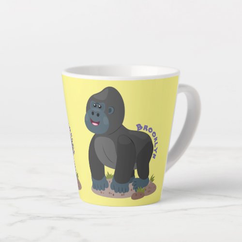 Cute happy big gorilla cartoon illustration latte mug