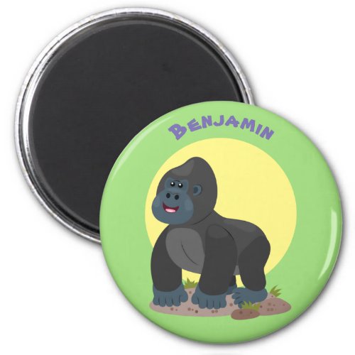 Cute happy big gorilla cartoon illustration magnet