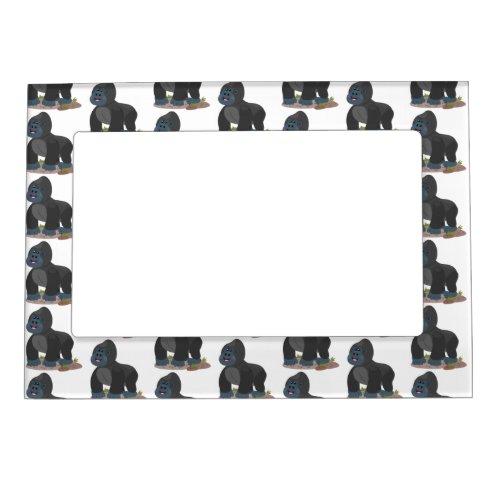 Cute happy big gorilla cartoon illustration magnetic frame