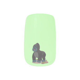 Cute happy big gorilla cartoon illustration minx nail art