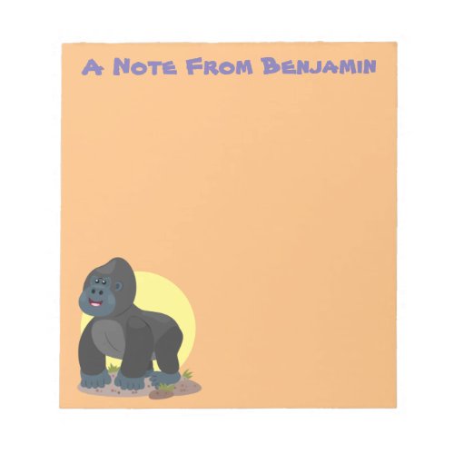 Cute happy big gorilla cartoon illustration notepad