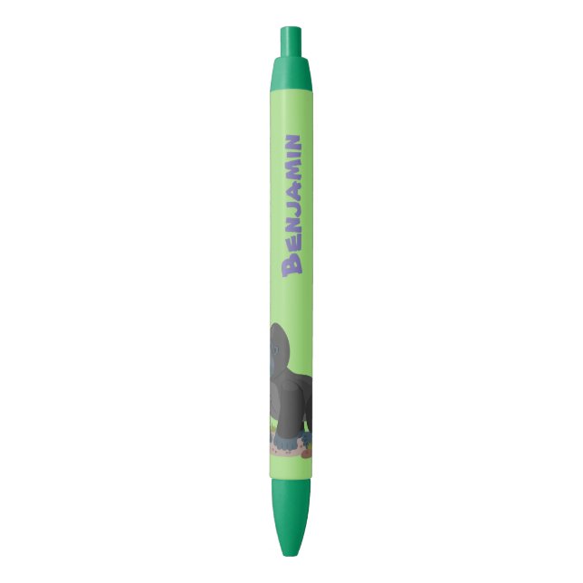 Cute happy big gorilla cartoon illustration pen (Front Vertical)