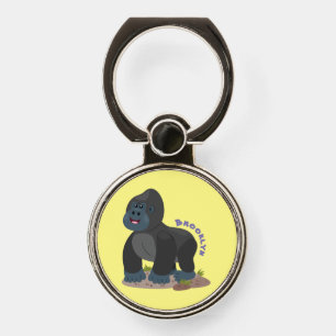 Cute happy big gorilla cartoon illustration phone ring stand