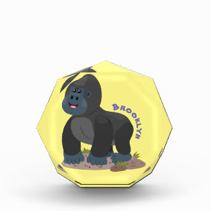 Cute happy big gorilla cartoon illustration photo block