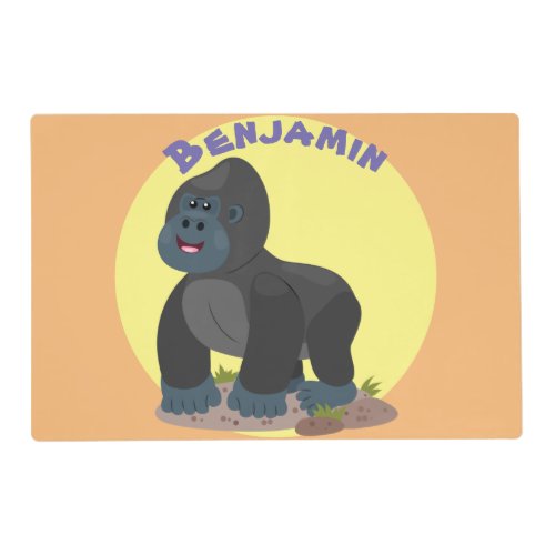 Cute happy big gorilla cartoon illustration placemat