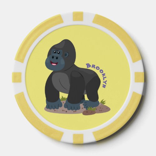 Cute happy big gorilla cartoon illustration poker chips