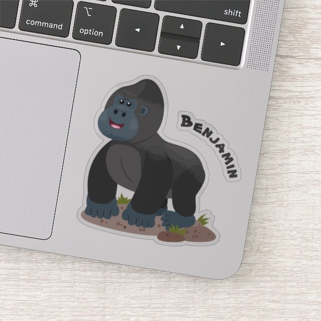 Cute happy big gorilla cartoon illustration sticker (Detail)