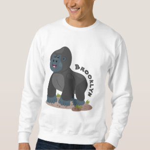 Cute happy big gorilla cartoon illustration sweatshirt