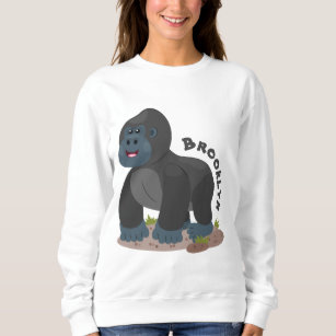 Cute happy big gorilla cartoon illustration sweatshirt