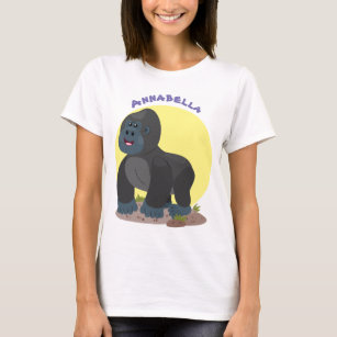 Cute happy big gorilla cartoon illustration T-Shirt
