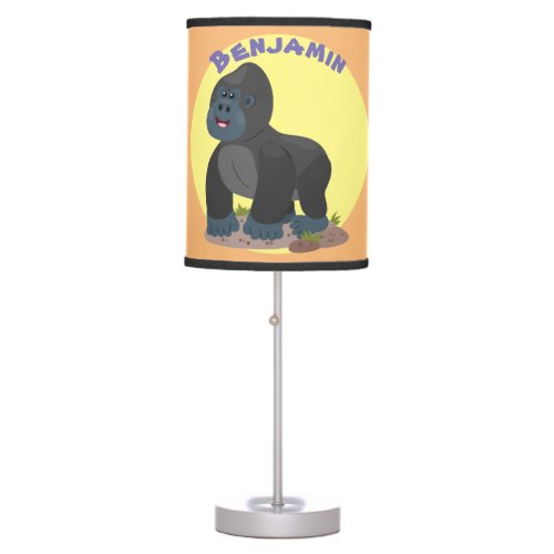 Cute happy big gorilla cartoon illustration table lamp