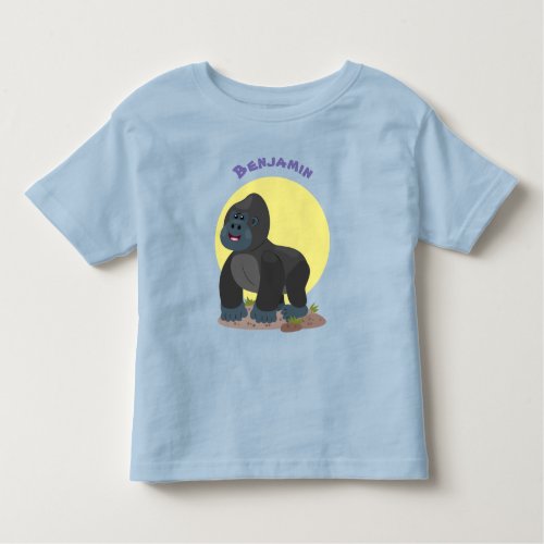 Cute happy big gorilla cartoon illustration toddler t_shirt