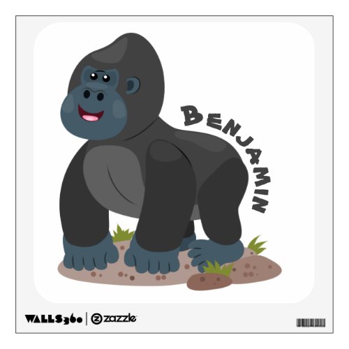 Cute happy big gorilla cartoon illustration wall decal