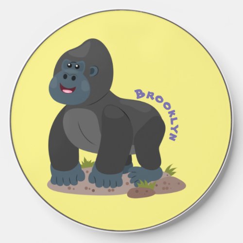 Cute happy big gorilla cartoon illustration wireless charger 