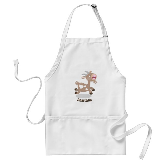 Cute happy billy goat cartoon adult apron (Front)