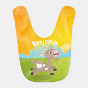 Cute happy billy goat cartoon baby bib