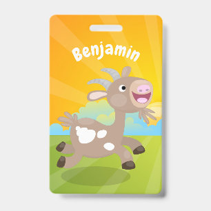 Cute happy billy goat cartoon badge