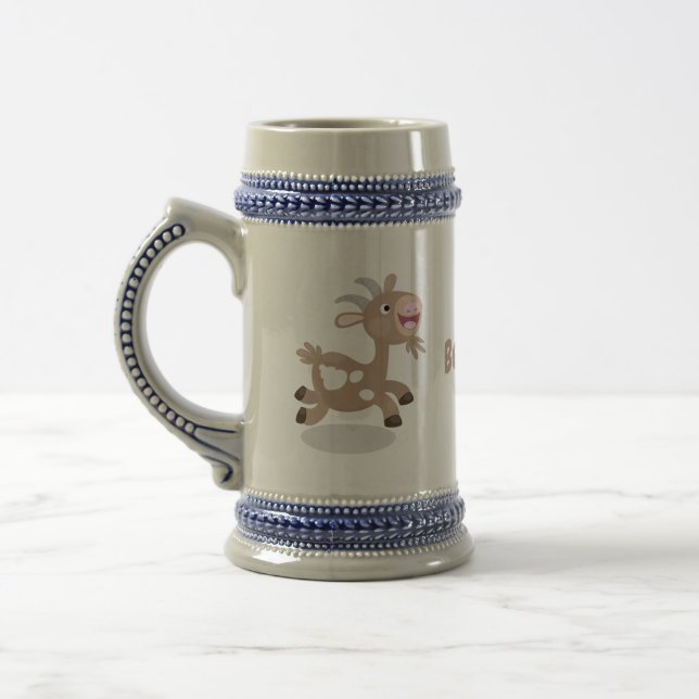 Cute happy billy goat cartoon beer stein (Left)