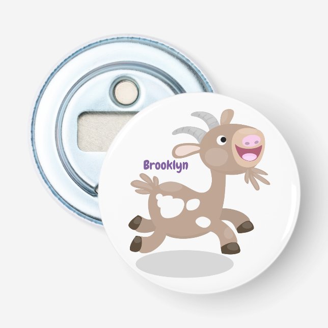 Cute happy billy goat cartoon bottle opener (Front)