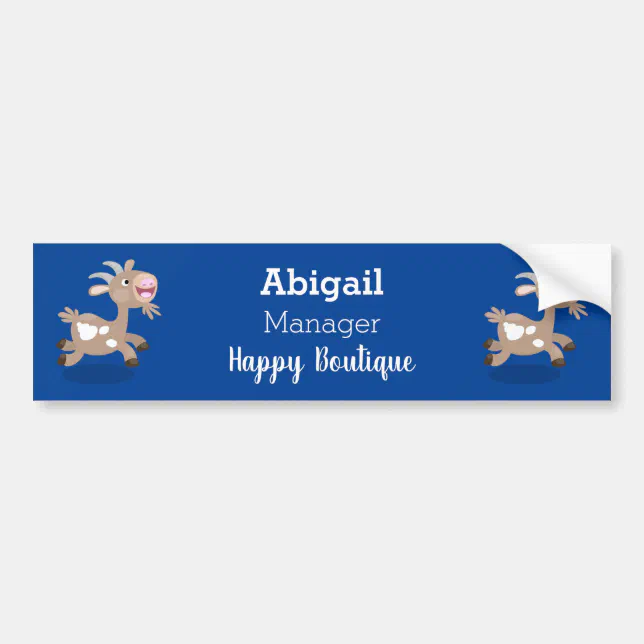 Billy Goat Sticker Cute happy billy goat cartoon bumper sticker | Zazzle