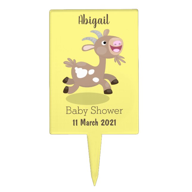 Cute happy billy goat cartoon cake topper (Front)