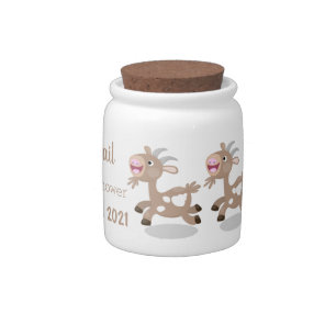 Cute happy billy goat cartoon candy jar