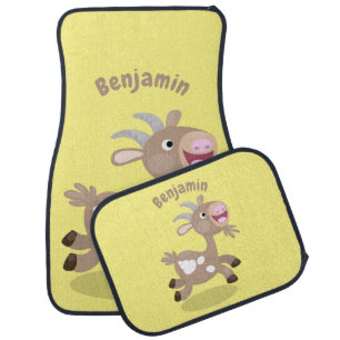 Cute happy billy goat cartoon  car floor mat