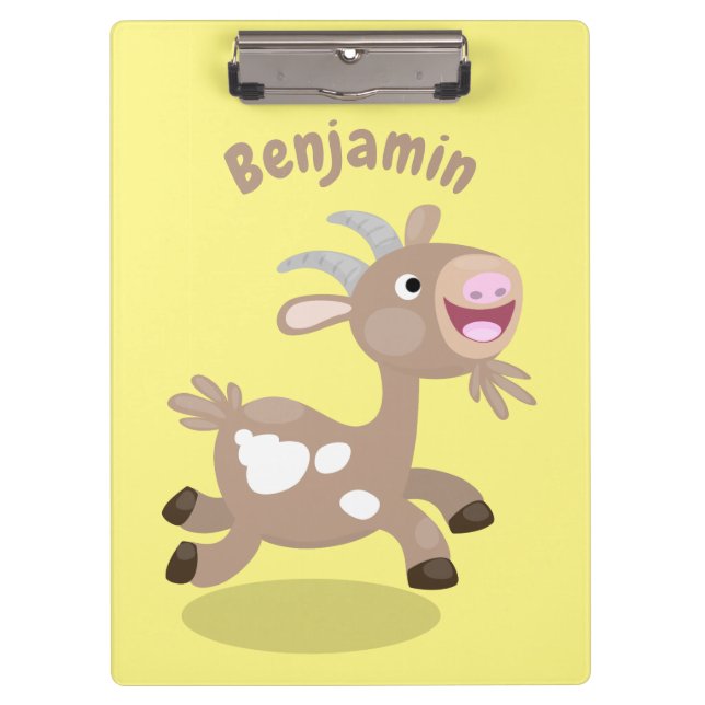 Cute happy billy goat cartoon clipboard (Front)