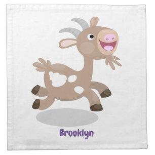 Cute happy billy goat cartoon cloth napkin