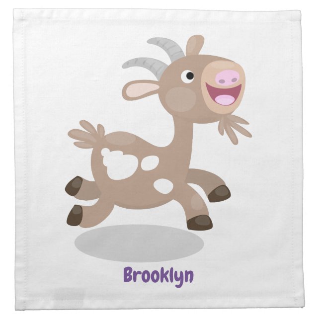 Cute happy billy goat cartoon cloth napkin (Front)
