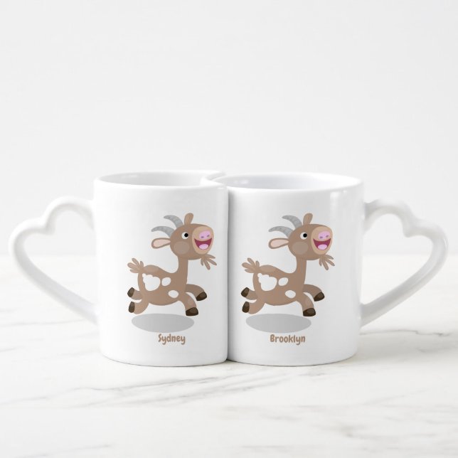 Cute happy billy goat cartoon coffee mug set (Back Nesting)
