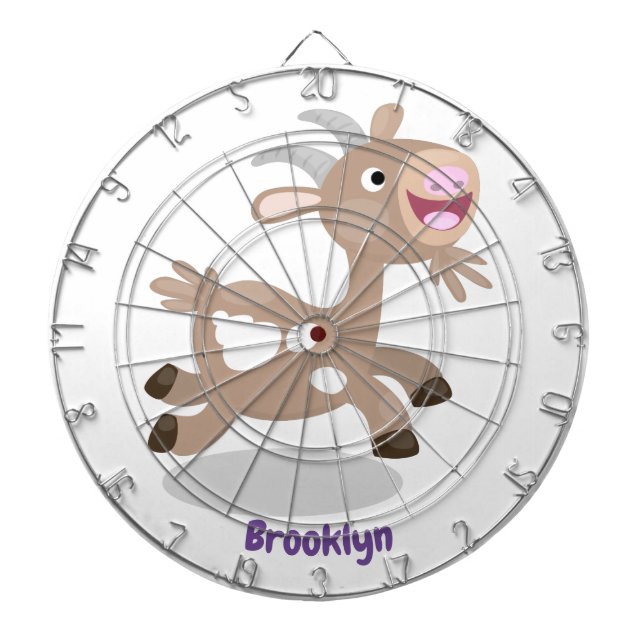 Cute happy billy goat cartoon dart board (Front)