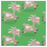 Cute happy billy goat cartoon fabric