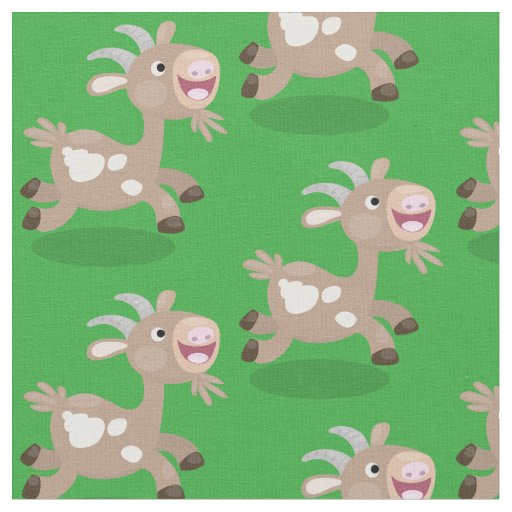 Cute happy billy goat cartoon fabric