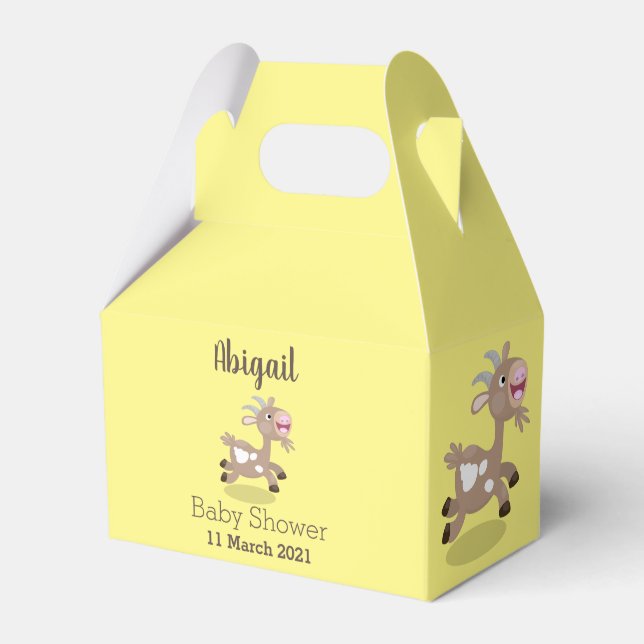 Cute happy billy goat cartoon favor boxes (Front Side)