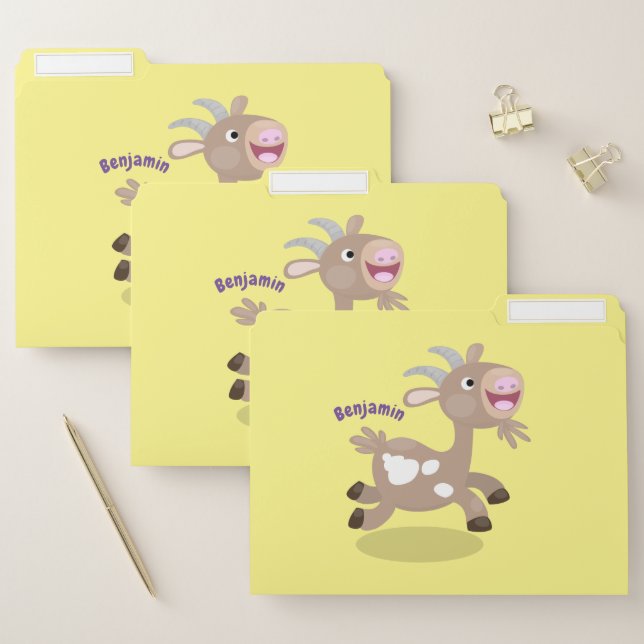 Cute happy billy goat cartoon file folder (Set)