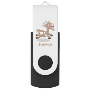 Cute happy billy goat cartoon flash drive