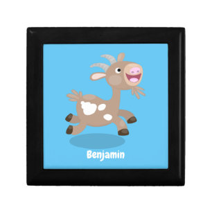 Cute happy billy goat cartoon gift box