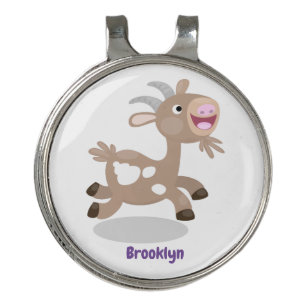 Cute happy billy goat cartoon golf hat clip