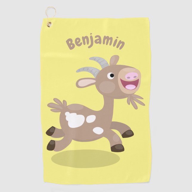 Cute happy billy goat cartoon  golf towel (Front)