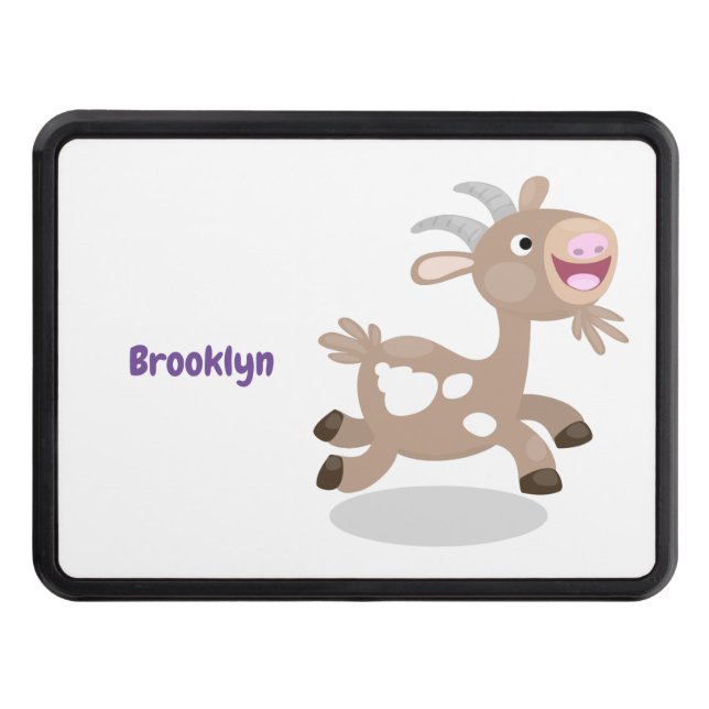 Cute happy billy goat cartoon hitch cover (Front)