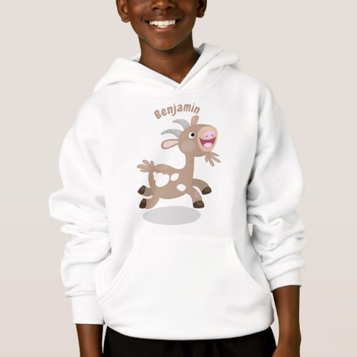 Cute happy billy goat cartoon hoodie