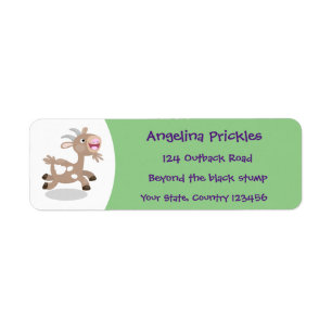 Cute happy billy goat cartoon illustration label