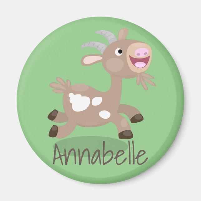 Cute happy billy goat cartoon illustration magnet (Front)