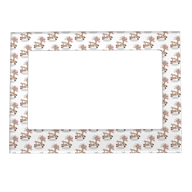 Cute happy billy goat cartoon illustration  magnetic frame (Front)